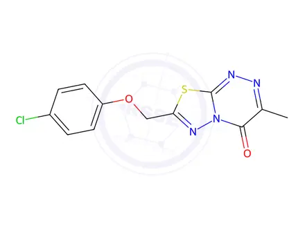 Chemical structure of 7-[(4-chlorophenoxy)methyl]-3-methyl-4H-[1,3,4]thiadiazolo[2,3-c][1,2,4]triazin-4-one