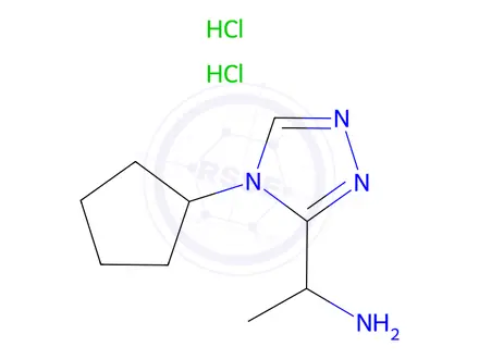 Chemical structure of [1-(4-cyclopentyl-4H-1,2,4-triazol-3-yl)ethyl]amine dihydrochloride