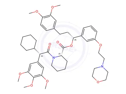 Chemical structure of (R)-3-(3,4-Dimethoxyphenyl)-1-(3-(2-morpholinoethoxy)phenyl)propyl (S)-1-((S)-2-cyclohexyl-2-(3,4,5-trimethoxyphenyl)acetyl)piperidine-2-carboxylate