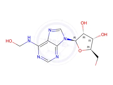 Chemical structure of N6-(Hydroxymethyl)adenosine (~90%)