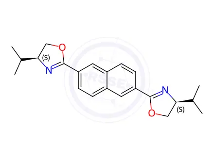 Chemical structure of Oxazole, 2,2′-(2,6-naphthalenediyl)bis[4,5-dihydro-4-(1-methylethyl)-, [S-(R*,R*)]-