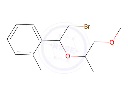Chemical structure of 1-(2-Bromo-1-((1-methoxypropan-2-yl)oxy)ethyl)-2-methylbenzene