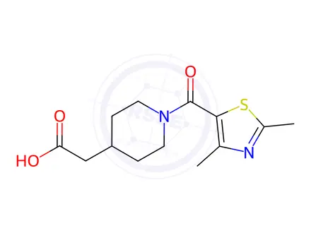 Chemical structure of {1-[(2,4-Dimethyl-1,3-thiazol-5-yl)carbonyl]-piperidin-4-yl}acetic acid