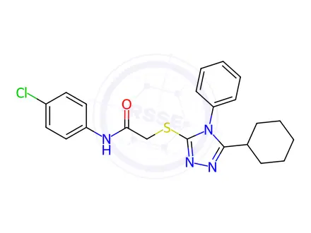 Chemical structure of N-(4-Chlorophenyl)-2-((5-cyclohexyl-4-phenyl-4H-1,2,4-triazol-3-yl)thio)acetamide