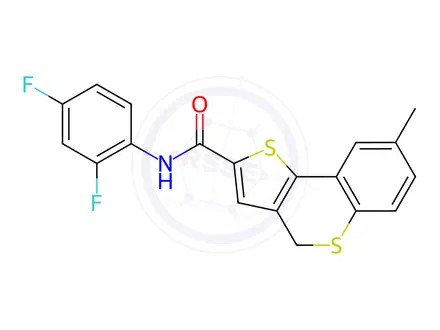 Chemical structure of N-(2,4-difluorophenyl)-8-methyl-4H-thieno[3,2-c]thiochromene-2-carboxamide