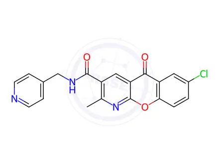 Chemical structure of 7-CHLORO-2-METHYL-5-OXO-N-(4-PYRIDINYLMETHYL)-5H-CHROMENO[2,3-B]PYRIDINE-3-CARBOXAMIDE