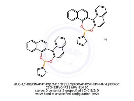 Chemical structure of (R,R)-1,1'-BIS[DINAPHTHO[1,2-D,1,2F][1,3,2]DIOXAPHOSPHEPIN-8-YL]FERROCENE