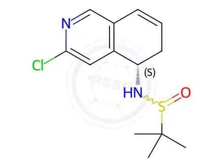 Chemical structure of N-((S)-3-Chloro-5,6-dihydroisoquinolin-5-yl)-2-methylpropane-2-sulfinamide