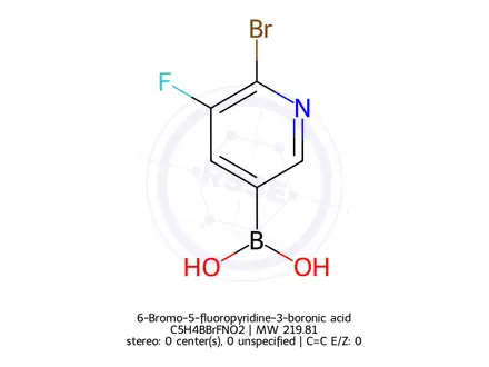 Chemical structure of (6-Bromo-5-fluoropyridin-3-yl)boronic acid
