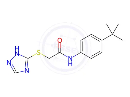 Chemical structure of n-Tert-butylphenyl)-2-(1h-1,2,4-triazol-3-ylsulfanyl)acetamide