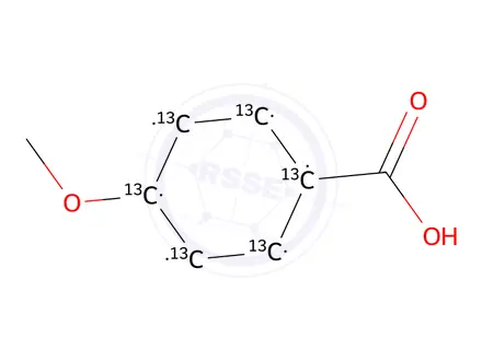 Chemical structure of 4-Methoxybenzoic acid-phenyl-¹³C₆
