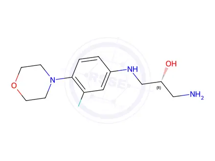Chemical structure of (R)-1-amino-3-((3-fluoro-4-morpholinophenyl)amino)propan-2-ol