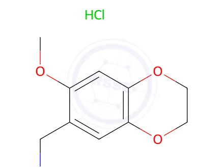 Chemical structure of (7-Methoxy-2,3-dihydrobenzo[b][1,4]dioxin-6-yl)methanamine hydrochloride