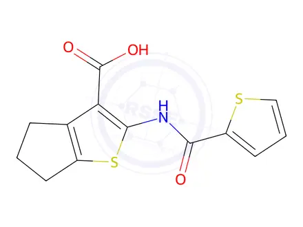 Chemical structure of 2-(Thiophene-2-amido)-4H,5H,6H-cyclopenta[b]thiophene-3-carboxylic Acid