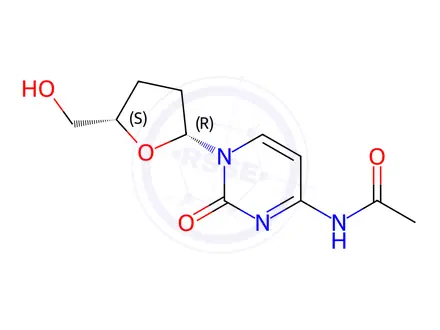 Chemical structure of Acetamide, N-[1,2-dihydro-2-oxo-1-[tetrahydro-5-(hydroxymethyl)-2-furanyl]-4-pyrimidinyl]-, (2R-cis)-(9CI)