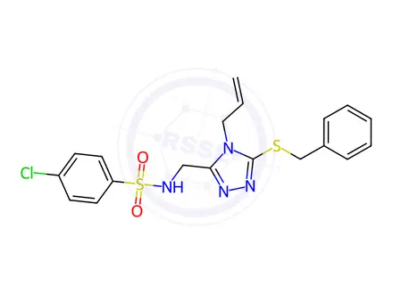 Chemical structure of N-((4-allyl-5-(benzylthio)-4H-1,2,4-triazol-3-yl)methyl)-4-chlorobenzenesulfonamide