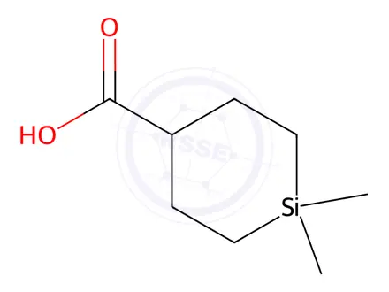 Chemical structure of Silacyclohexane-4-carboxylic acid, 1,1-dimethyl-