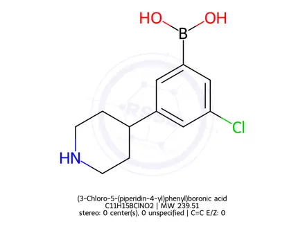 Chemical structure of (3-Chloro-5-(piperidin-4-yl)phenyl)boronic acid