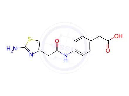 Chemical structure of 4-[[2-(2-Amino-4-thiazolyl)acetyl]amino]-benzeneacetic Acid