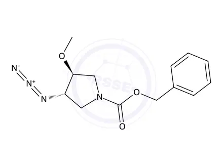 Chemical structure of benzyl trans-3-azido-4-methoxy-pyrrolidine-1-carboxylate