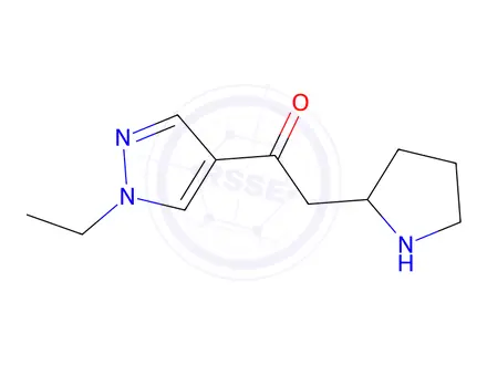 Chemical structure of 1-(1-Ethyl-1h-pyrazol-4-yl)-2-(pyrrolidin-2-yl)ethan-1-one