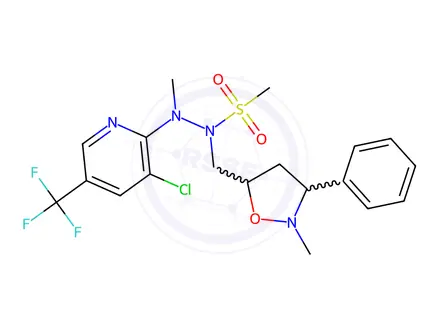 Chemical structure of N'-(3-chloro-5-(trifluoromethyl)pyridin-2-yl)-N'-methyl-N-((2-methyl-3-phenylisoxazolidin-5-yl)methyl)methanesulfonohydrazide