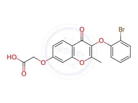 Chemical structure of {[3-(2-bromophenoxy)-2-methyl-4-oxo-4H-chromen-7-yl]oxy}acetic acid
