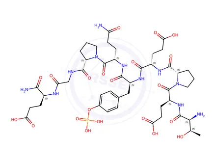 Chemical structure of H-THR-GLU-PRO-GLU-TYR(PO3H2)-GLN-PRO-GLY-GLU-NH2