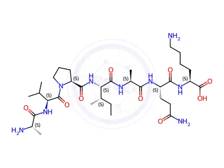 Chemical structure of L-Alanyl-L-valyl-L-prolyl-L-isoleucyl-L-alanyl-L-glutaminyl-L-lysine