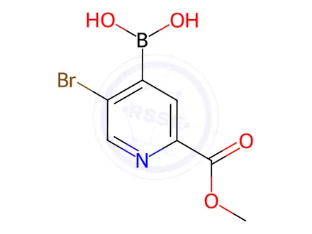 Chemical structure of (5-Bromo-2-(methoxycarbonyl)pyridin-4-yl)boronic acid