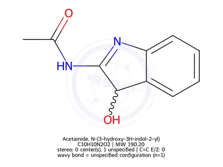 Chemical structure of Acetamide, N-(3-hydroxy-3H-indol-2-yl)-