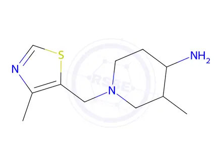 Chemical structure of 3-Methyl-1-((4-methylthiazol-5-yl)methyl)piperidin-4-amine