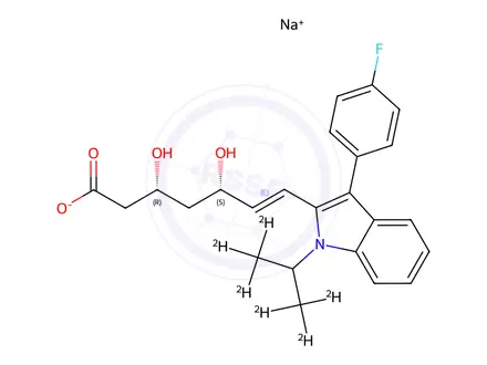 Chemical structure of (3R,5S)-Fluvastatin-d6 Sodium Salt