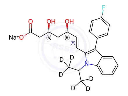 Chemical structure of (3S,5R)-Fluvastatin-D6 Sodium Salt