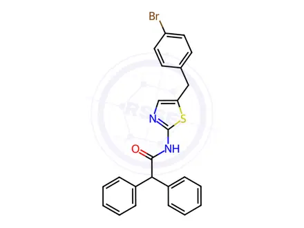 Chemical structure of N-(5-(4-Bromobenzyl)thiazol-2-yl)-2,2-diphenylacetamide