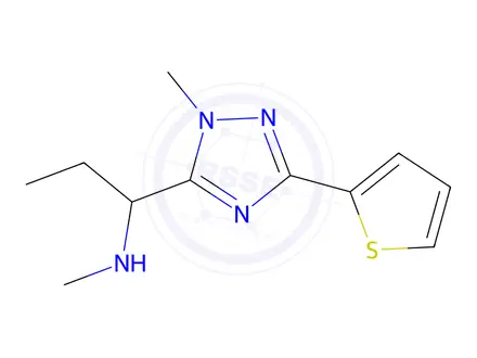 Chemical structure of n-Methyl-1-(1-methyl-3-(thiophen-2-yl)-1h-1,2,4-triazol-5-yl)propan-1-amine