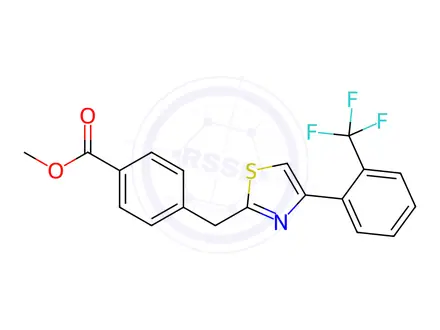 Chemical structure of Benzoic acid, 4-[[4-[2-(trifluoromethyl)phenyl]-2-thiazolyl]methyl]-, methyl ester