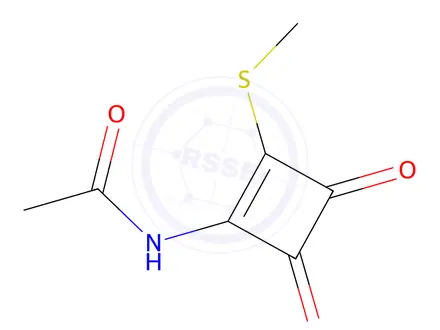 Chemical structure of Acetamide, N-[2-(methylthio)-3,4-dioxo-1-cyclobuten-1-yl]-