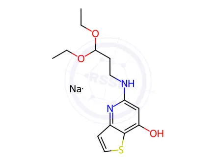 Chemical structure of 5-((3,3-Diethoxypropyl)amino)thieno[3,2-b]pyridin-7-ol, sodium salt