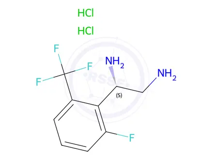 Chemical structure of (1S)-1-[6-FLUORO-2-(TRIFLUOROMETHYL)PHENYL]ETHANE-1,2-DIAMINE DIHYDROCHLORIDE