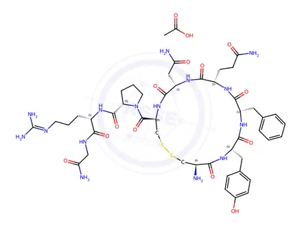 Chemical structure of Vasopressin, 8-l-arginine-, monoacetate (salt)