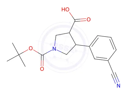 Chemical structure of Boc-trans-DL-β-Pro-4-(3-cyanophenyl)-OH