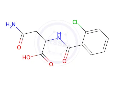 Chemical structure of 3-carbamoyl-2-[(2-chlorophenyl)formamido]propanoic acid
