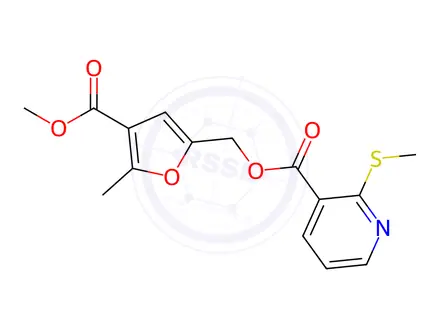 Chemical structure of (4-(Methoxycarbonyl)-5-methylfuran-2-yl)methyl 2-(methylthio)nicotinate