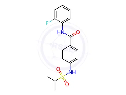 Chemical structure of N-(2-Fluorophenyl)-4-(1-methylethylsulfonamido)benzamide