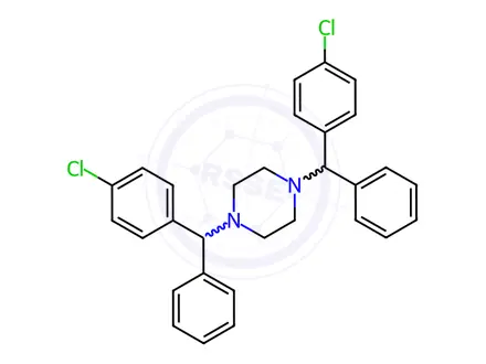 Chemical structure of 1,4-Bis[(4-chlorophenyl)phenylmethyl]piperazine Dihydrochloride