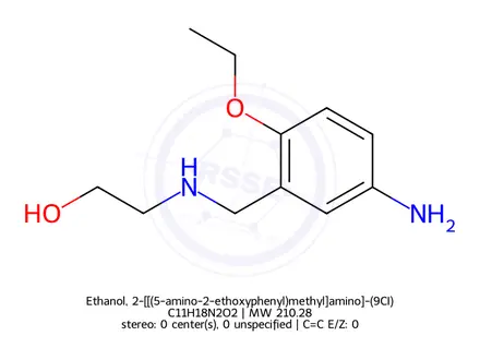 Chemical structure of Ethanol, 2-[[(5-amino-2-ethoxyphenyl)methyl]amino]-(9CI)
