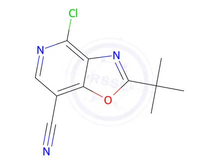 Chemical structure of 2-(tert-Butyl)-4-chlorooxazolo[4,5-c]pyridine-7-carbonitrile