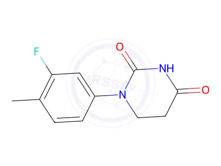 Chemical structure of 1-(3-fluoro-4-methyl-phenyl)hexahydropyrimidine-2,4-dione