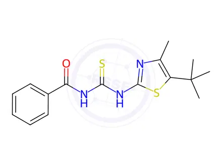 Chemical structure of N-((5-(tert-butyl)-4-methylthiazol-2-yl)carbamothioyl)benzamide